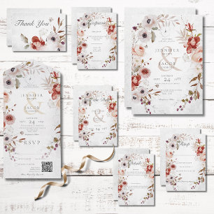 Romantique Faire-part de mariage floral rose blanc