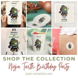 Sticker Rond Petit Anniversaire de enfant de tortue Ninja
