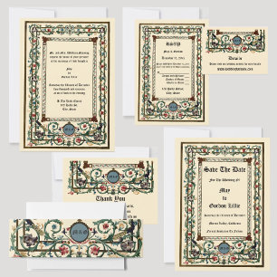 Invitations de mariage vintages "médiévales" éclai