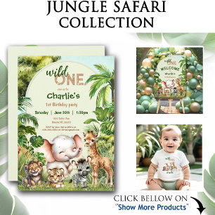 T-shirt Pour Bébé Safari Jungle Cute Animaux Sauvages Un 1er Anniver