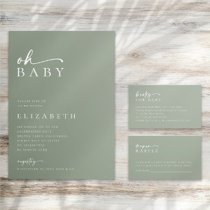 Carte D'accompagnement Livres pour bébé Sage Green Baby shower minimalist