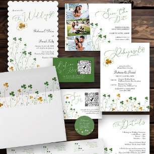 Carte D'accompagnement Détails du Mariage Fleur sauvage shamrock