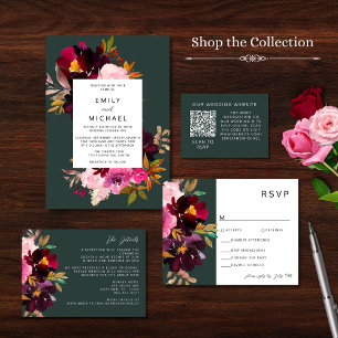 Invitation Aquarelle florale de la Bourgogne verte