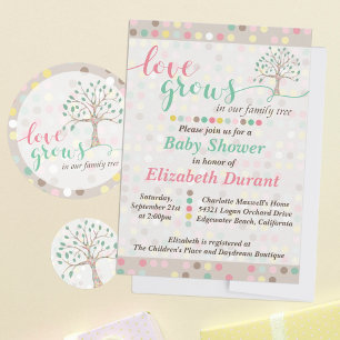 Invitation L'Amour baby shower Grandit Dans Notre Pastel Arbr