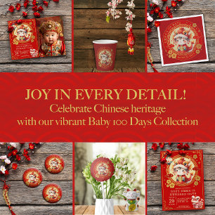 Éventail Chinois Traditionnel Bébé 100 Jours 百 日 Invitation