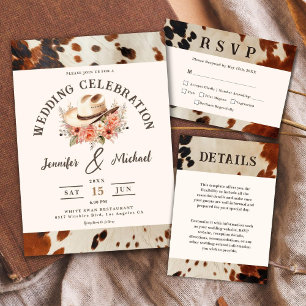 Invitation Tout En Un La vache Mariage occidentale en un
