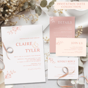 Invitation Élégant moderne minimaliste rose pâle, Mariage de 