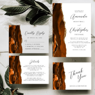 Cartons Réponse Agate Burnt Orange Or Mariage de script moderne