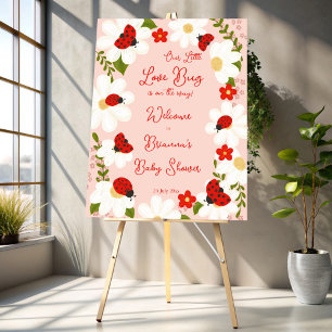 Sticker Rond Aimer les marguerites de coccinelle mignonne baby 