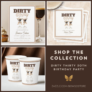 Invitation Dirty Thirty Espresso Cocktail 30e fête d'annivers