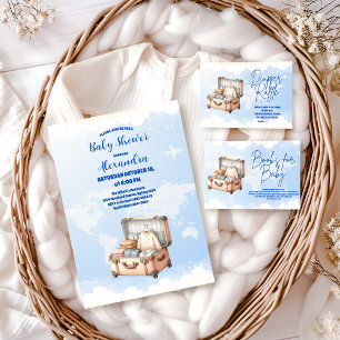 Invitation World Map Adventure Await Baby shower