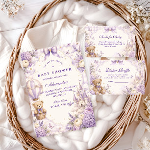 Tijdloze Paarse Teddydbeer Baby Shower Servet