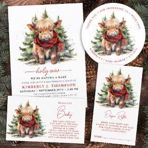 Carte D'accompagnement Highland Cow Cosy Winter Farm Demande de livre ani