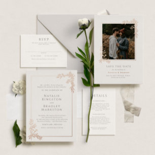 Invitation En Aluminium Hamilton Rose Gold Greenery Wedding Enregistrer la