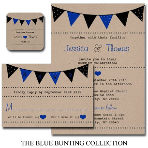 Invitation La collection moderne de Mariages de Bunting Bleu