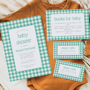Invitation Baby Shower à carreaux vert menthe