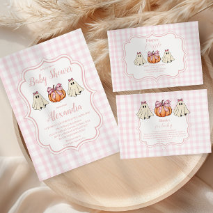 Roze Halloween Ghost Bow Girl Baby shower Papieren Bordje