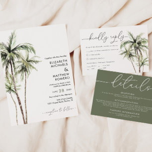 Invitation Palm Tree Tropical   Mariage simple minimal