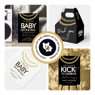 Carte de remerciements de Baby shower Hip hop Gold