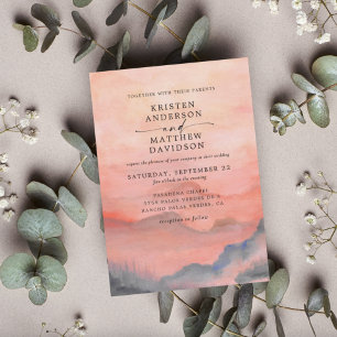 Invitation Tout En Un Mariage d'aquarelle du coucher de soleil de montag