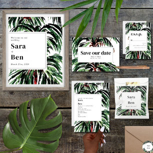 Palmiers Peints Plage Mariage Invitation