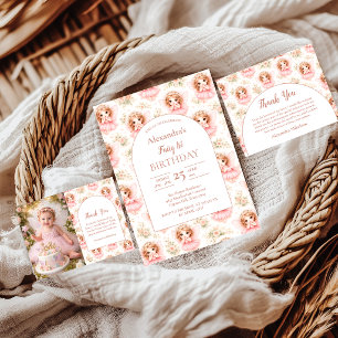Carte De Remerciements Fée de la photo 1er anniversaire Jardin rose