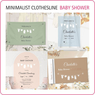 Invitation Bleu clair minimaliste bébé garçon douche Invitati