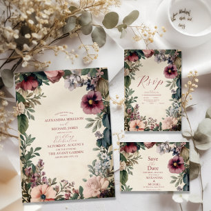 Carte D'accompagnement Chic victorien Royal Floral Mariage