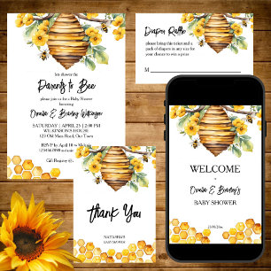 Carte De Remerciements Les parents d'être baby shower d'abeilles printani