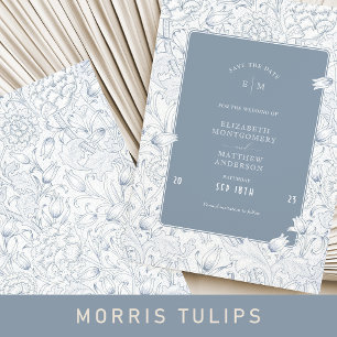 Invitation Enregistrer La Date Dusty Blue Elegance Tulips
