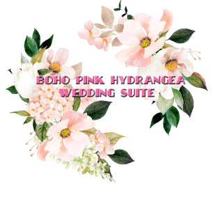 Invitation Pink Hydrangea White Tulips Photo Boho Mariage