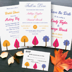 Save The Date Elégant Whimsical Colorful Trees Mariage de automn