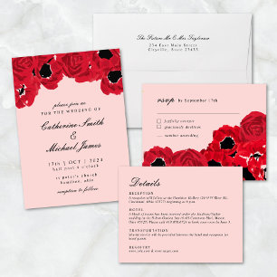 Carte De Correspondance Roses Abstraits et pavois Coordination RSVP
