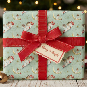Vintage Kerstmis Angels Inpakpapier Vel