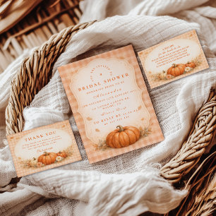 Carte De Remerciements Fête de mariage champêtre avec citrouille à carrea