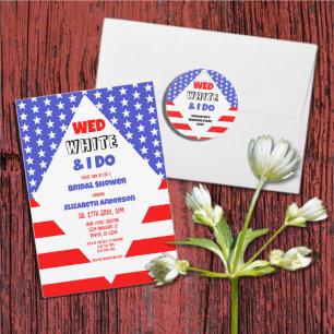 Sticker Rond Wed, White & I Do Patriotic Mariage Event