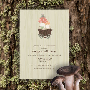 Invitation Baby shower aux champignons mignons