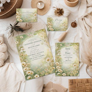 Invitation Tout En Un Mariage vert d'ivoire