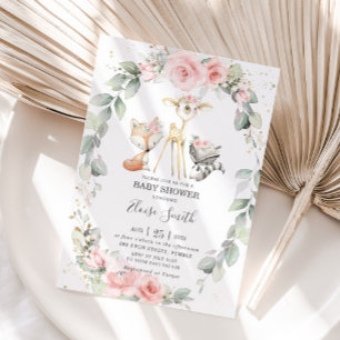 Invitation Bois Blush Floral Greenery Baby shower par Mail