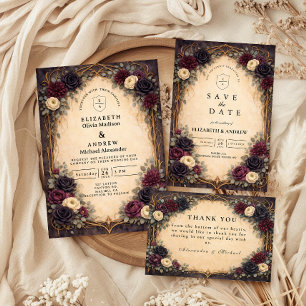 Invitation Mariage Floral Gothique Baroque