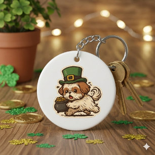 Porte-clés Chien Sniffeur de Snacks Shih Tzu St.Patrick's Day