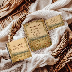 Carte De Remerciements Anniversaire Montagne Fleur Sauvage Rustique