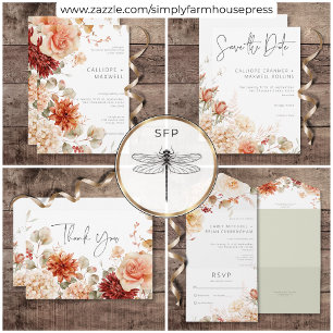 Save The Date Rouille d'automne épicée et Mariage floral
