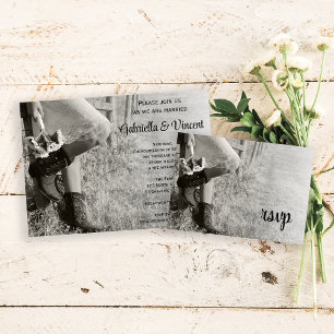 Carte RSVP Mariage campagnard Cowgirl et Sunflower