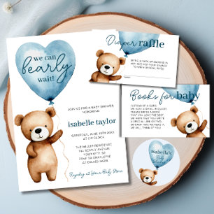 Sticker Rond On peut attendre le Baby shower de garçon