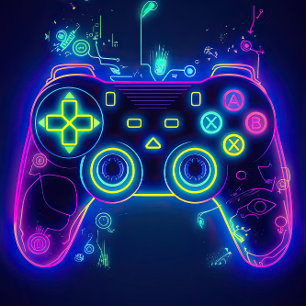 Invitation Neon Gamer Arcade Video Game Level Up Anniversaire