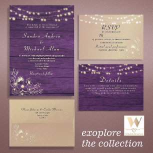Rustic Wood String Lights Wedding Save the Date