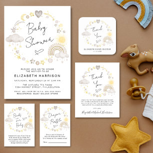 Invitation Boho Rainbow Watercolor Baby shower