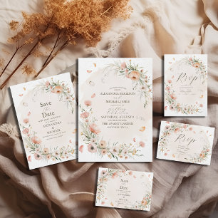 Invitation Tout En Un Boho Fleur sauvage Garden Wedding