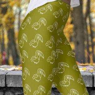 Leggings Cute blanche Crème Toucan Bird Motif